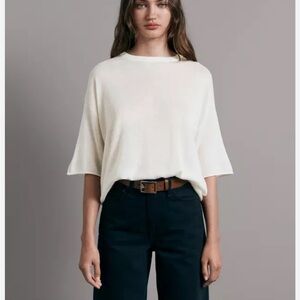 Rag & Bone Mandee Cashmere Short Sleeve Top in Cream, Size Medium